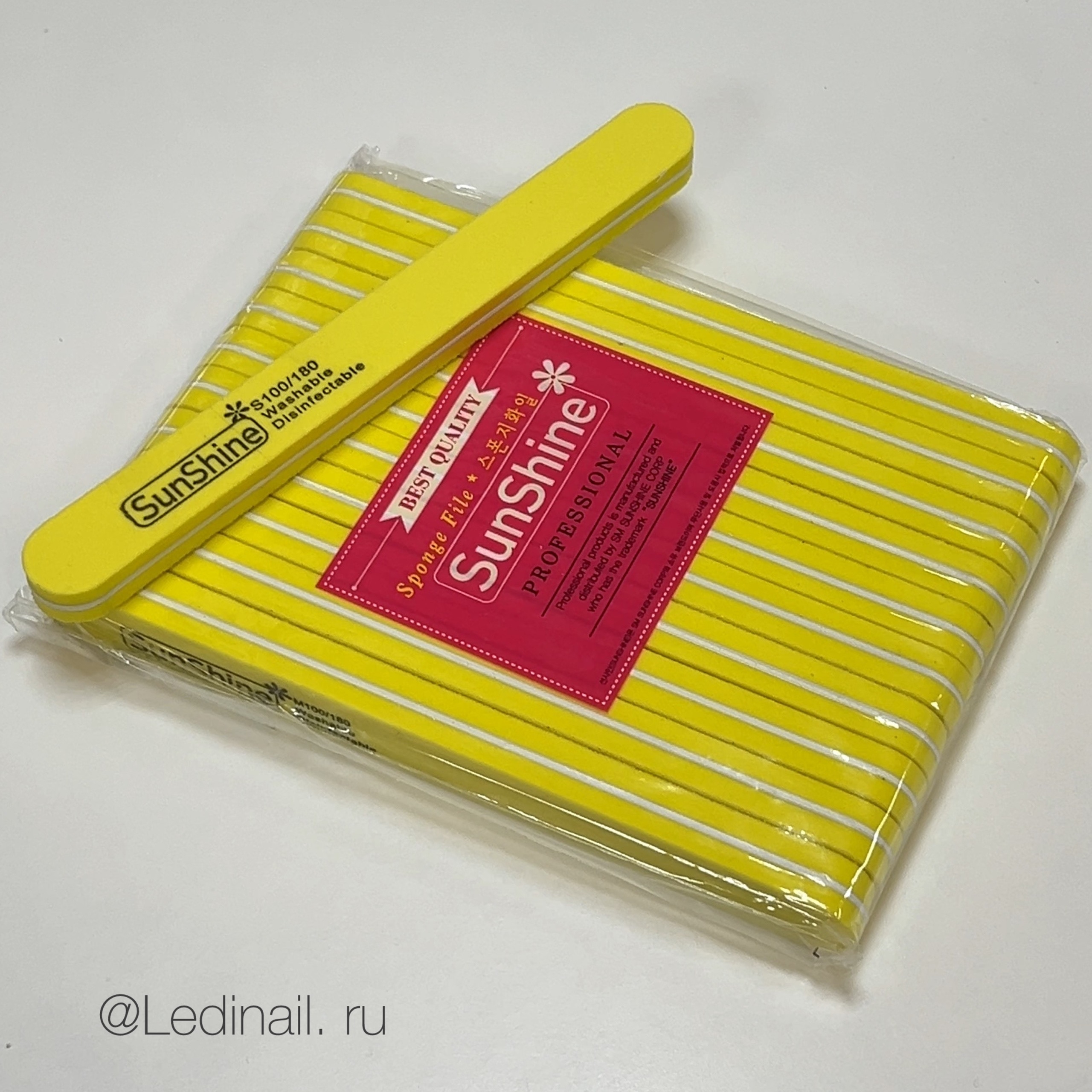 Пилка для шлифовки бафы SunShine прямой 100/180 желтый (10 штук)