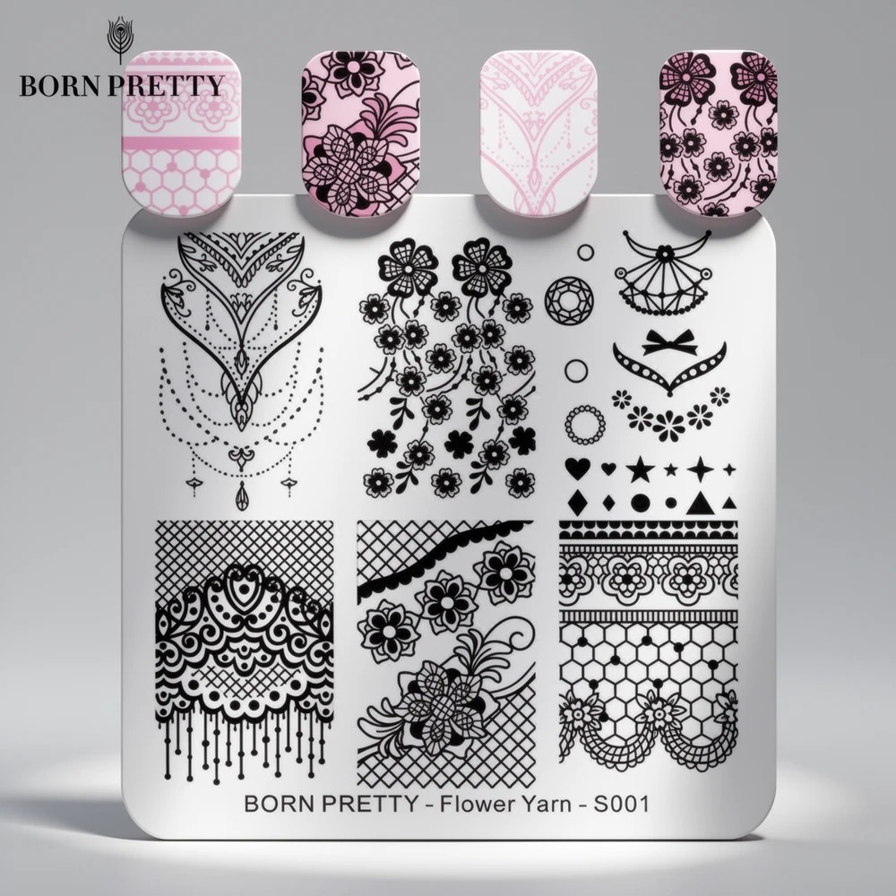 Пластина для стемпинга Born Pretty маленькая Flower Yarn S001