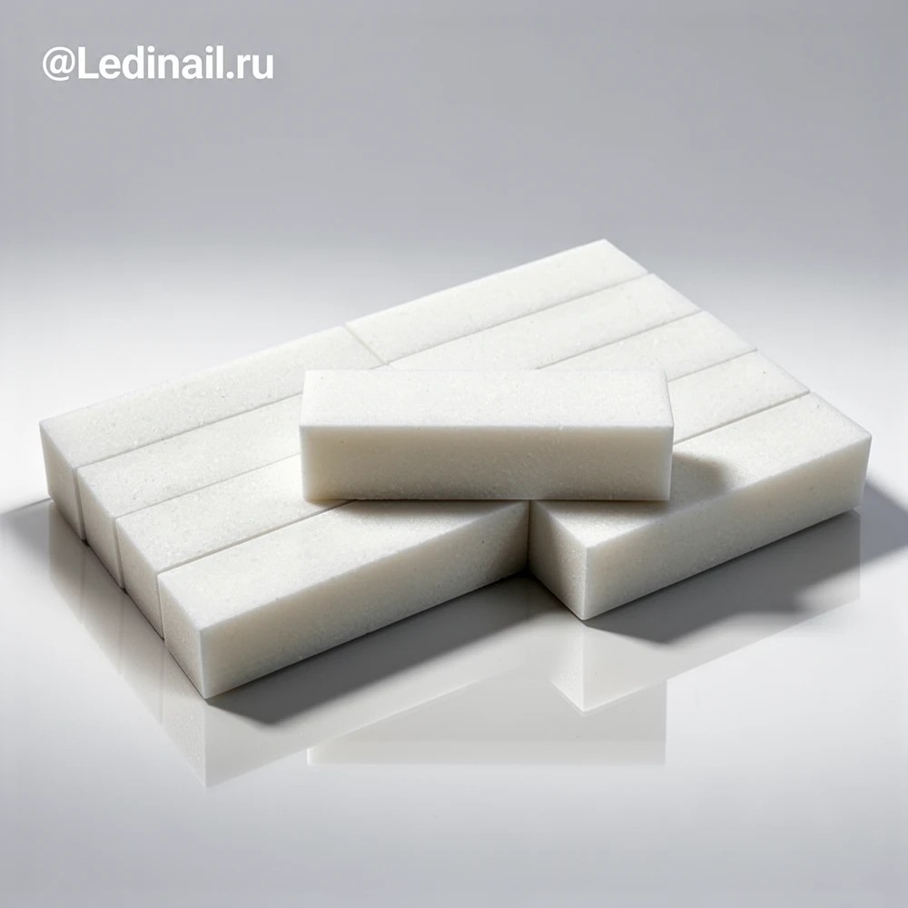Бафы белые для маникюра и педикюра, 180/180 грит, набор 10 шт — шлифовальные блоки.