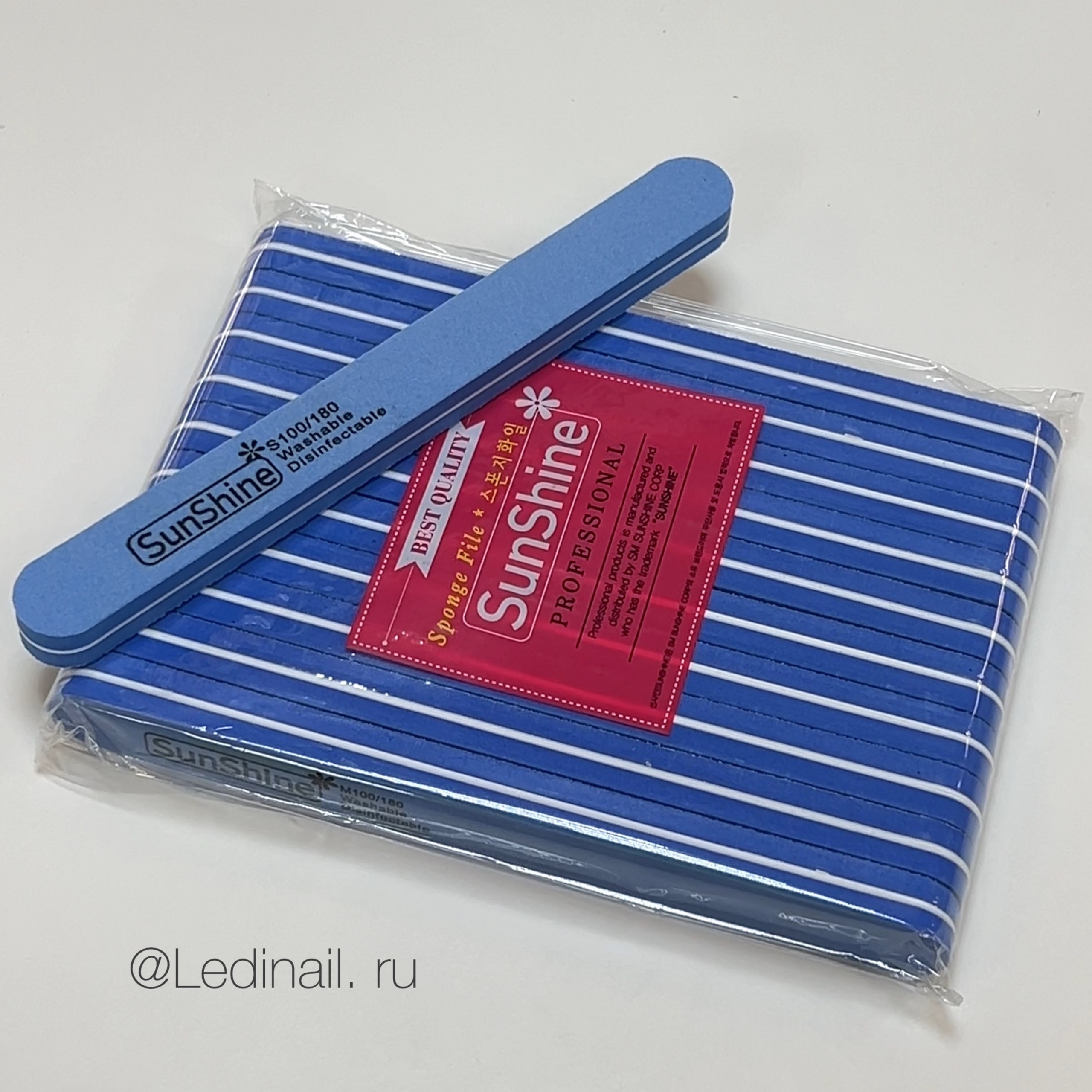 Пилка для шлифовки бафы SunShine прямой 100/180 синий (10 штук)