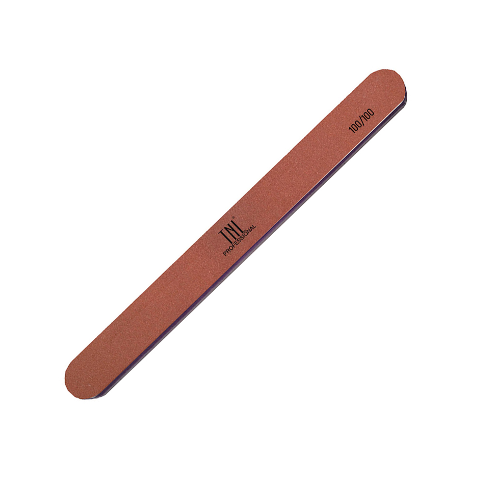 Пилка для ногтей TNL узкая 100/100 (красная) в индивидуальной упаковке (пластиковая основа)